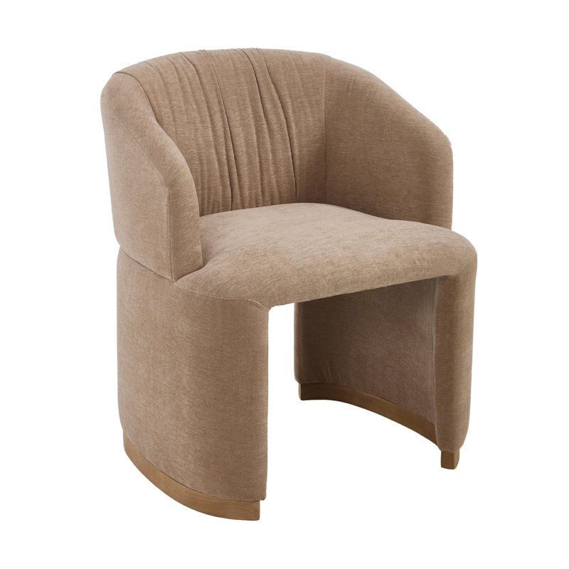 25" Wide Modern Dining Chair Upholstered Barrel Armchair With Solid Wood Legs And Backrest, For Dining Room/Living Room