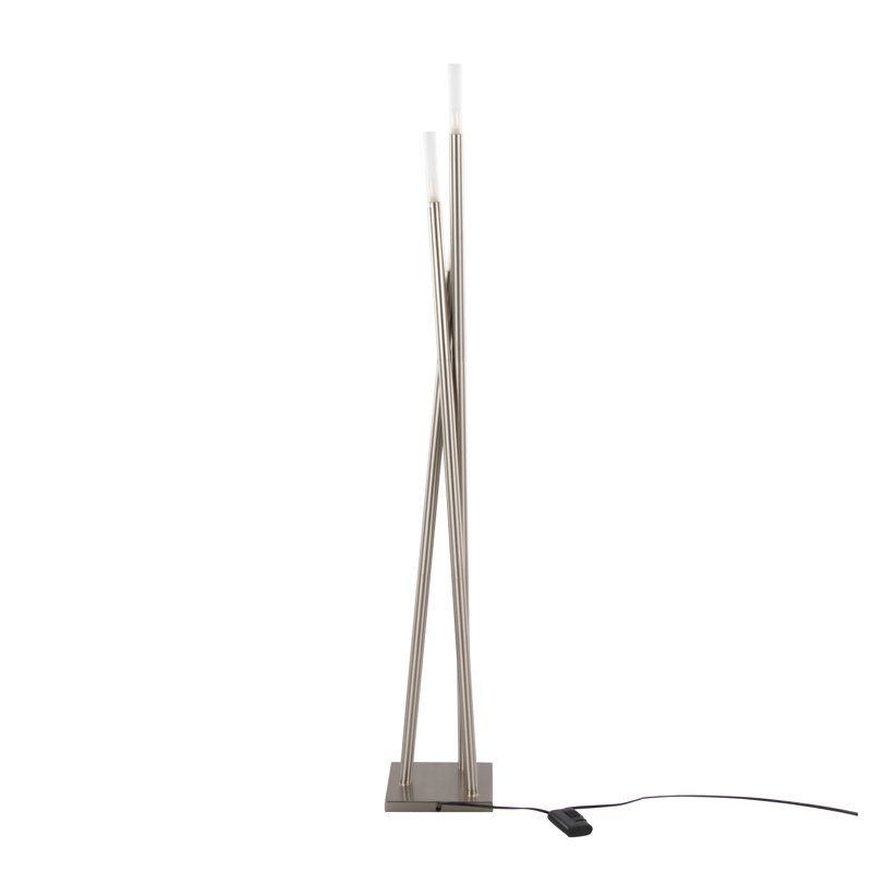 LumiSource Icicle Contemporary Floor Lamp in Brushed Nickel with Frosted Glass Shades - Modern Living Room & Bedroom Lighting