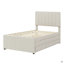 Lit plateforme tapissier simple avec lit gigogne et 3 tiroirs, tissu en lin-680075522