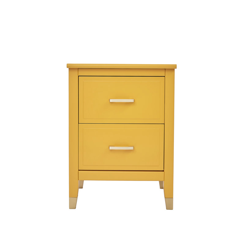 Dibble 45cm W Solid + Manufactured Wood Bedside Table, Mustard