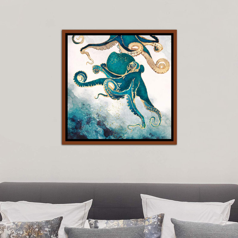 Underwater Dream V - reproduction d'art, Cadre flottant brun, H 26 po x l 26 po x P 1,5 po