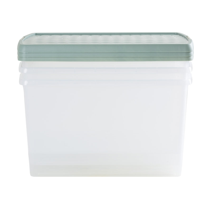 Wham Clip 62L Rectangular Plastic Storage Boxes with Secure Clip Lock Lids. L:59.5 x W:39.5 x H:33.5cm Clear/Stone/Slate Grey
