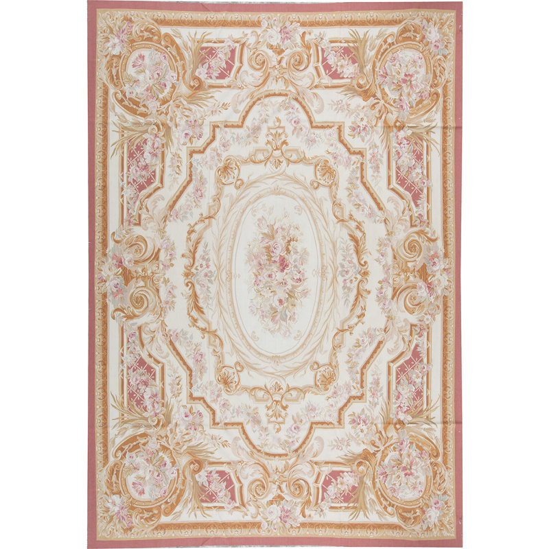 Tapis beige et brun noué à la main de haute qualité
