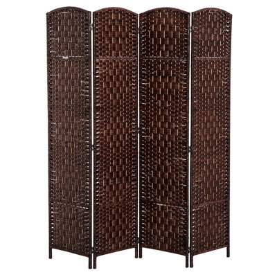 Écran d'intimité de 6 pi de hauteur - tissage brun. Cloison élégante pour diviser de grandes surfaces. Cloison artistique facile à déplacer et à ajuster avec fonction portable. Pièces idéales