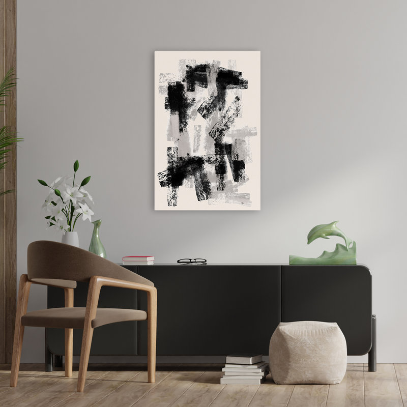 Intersection des ombres et de la lumière II - Art abstrait géométrique à technique mixte, H 36 po x l 24 po