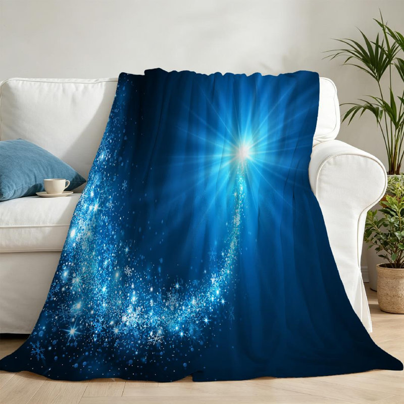 Jeté en molleton transparent ultra doux, imprimé étoile de Noël volante, Throw 50" x 60"
