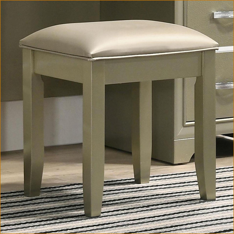 Tabouret de coiffeuse, champagne Glam moderne avec siège rembourré pour la chambre à coucher | Similicuir | Tabouret de coiffeuse