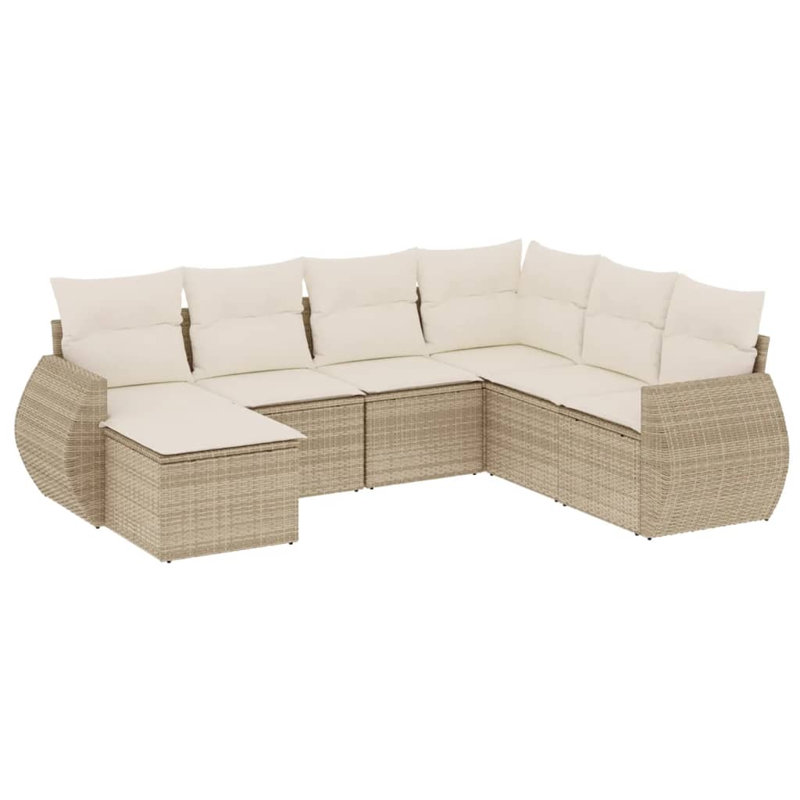 Vidaxl Garden Sofa Set PE Rattan Large Adjustable Feet, Beige