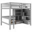Lit mezzanine avec bureau en L et tiroirs, armoire et escalier de rangement-1141922321