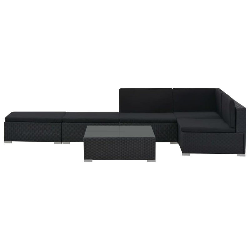 Ensemble de canapé en rotin PE noir