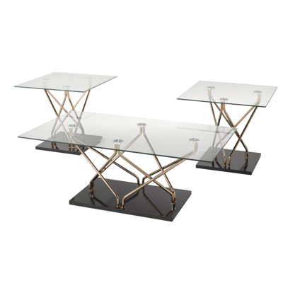 Ardos 3 - Piece Glass Top Living Room Table Set