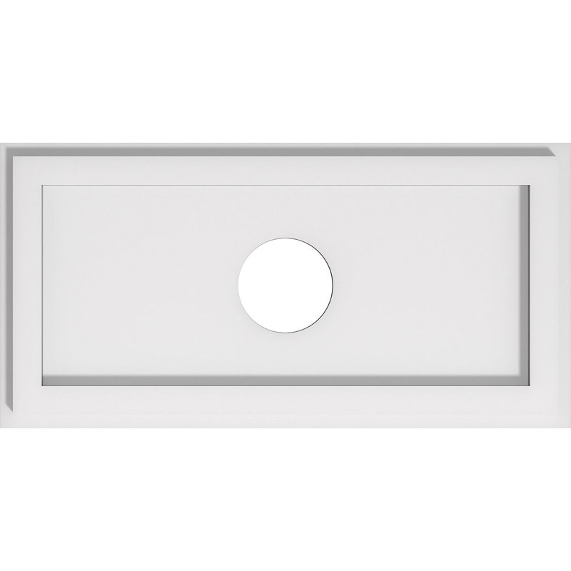 Rectangle Architectural Grade PVC Contemporary Ceiling Medallion 3" Inside Diameter, 9" H x 18" W x 1" D