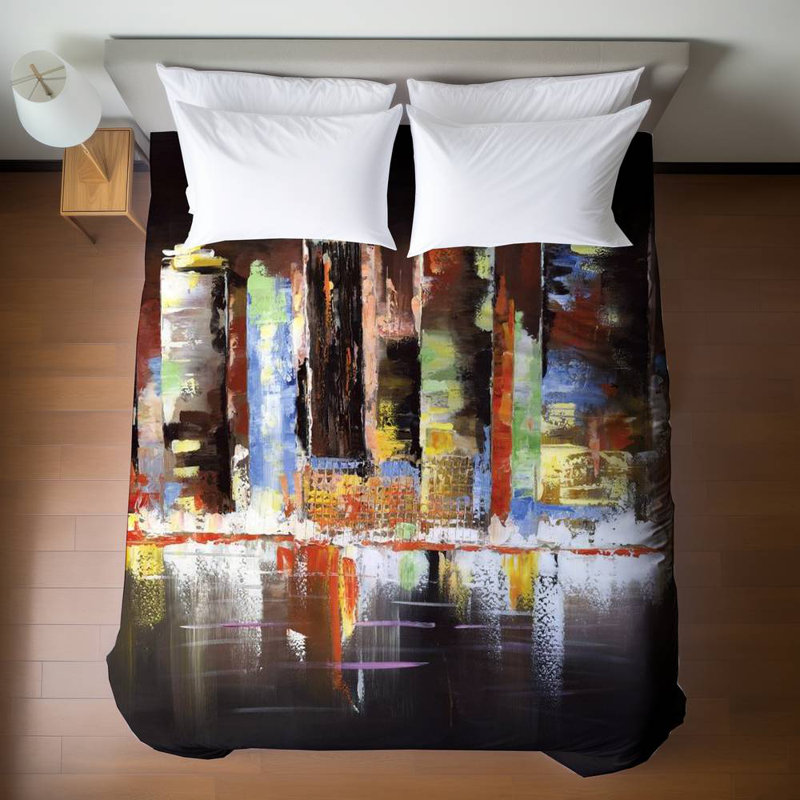 Cityscape by Night Duvet Cover | Building Brown Cities Decor