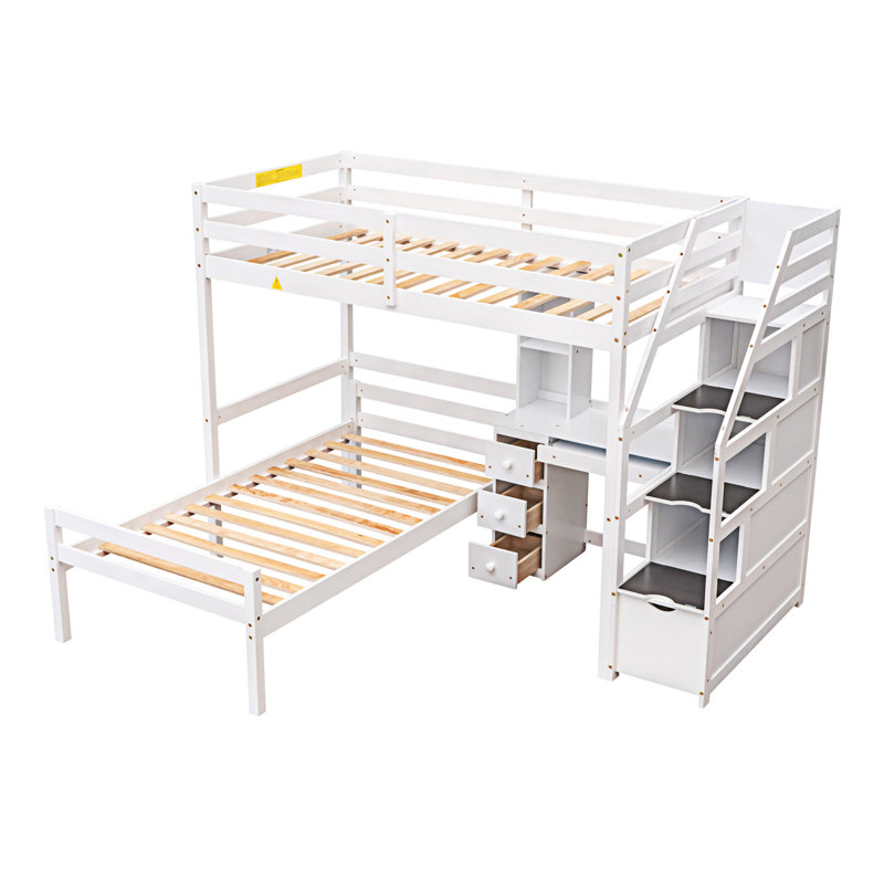Lit mezzanine avec lit autonome, Blanc