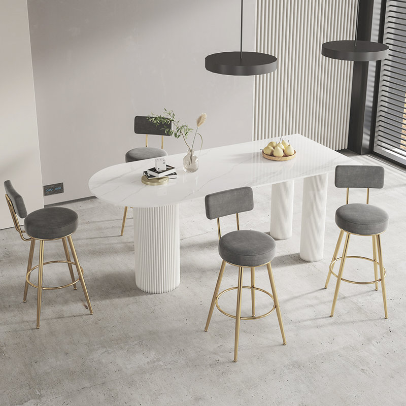 Ensemble de 2 tabourets de bar à hauteur de comptoir Reynold, avec chaises rembourrées en velours, 4