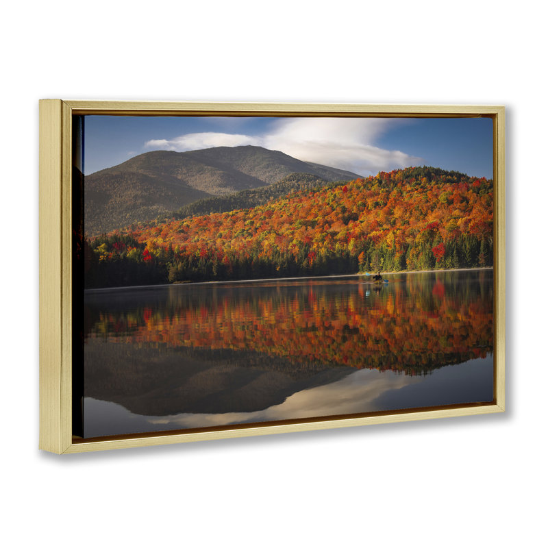 Cadre flottant Reflecting Autumn, H 17 po x l 25 po, Cadre flottant métallique doré