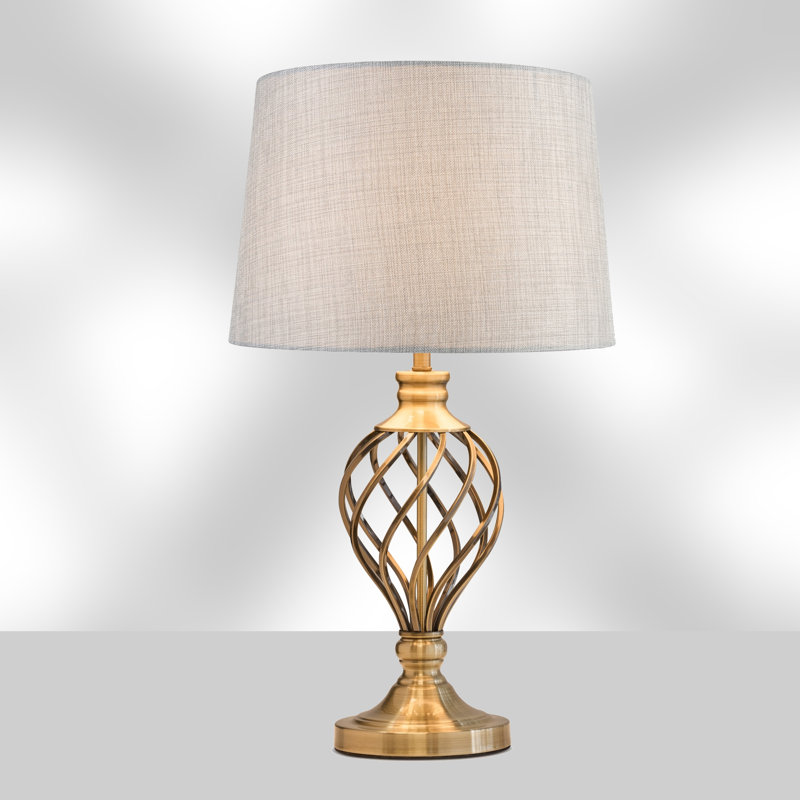 Wauneta 61cm Statement Barley Twist Table Lamp, Grey