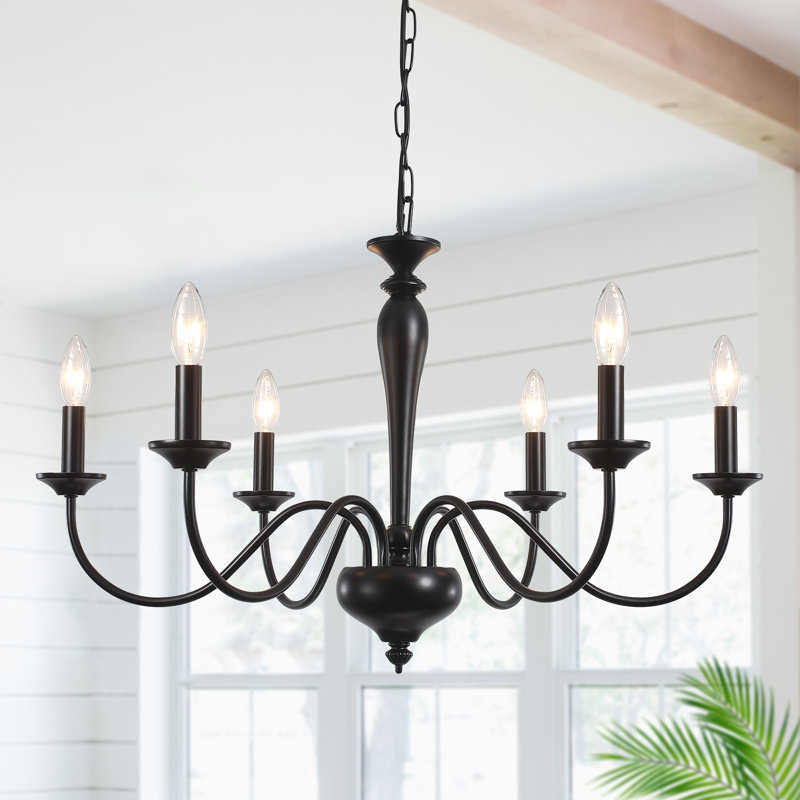 Tinoco 6 - Light Dimmable Classic / Traditional Chandelier, Matte Black
