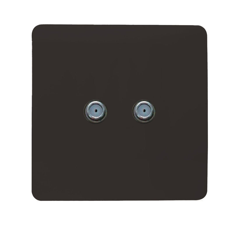 Trendi Switch 2 Gang Male F-Type Satellite Television Socket, Dark Brown