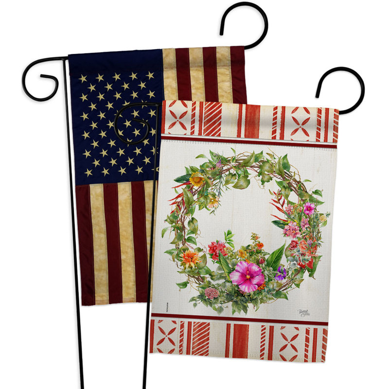 Drapeau de jardin à motif floral en polyester 18 x 13 po Wildflower Wreath