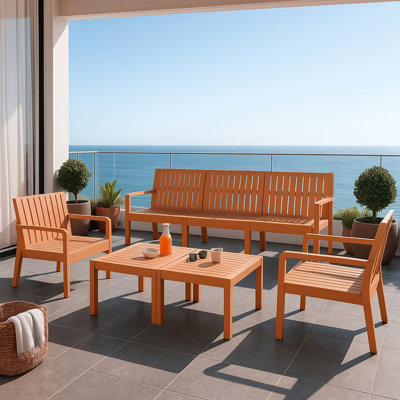 5-Piece Indoor/Outdoor Furniture Set, 3-Seater Sofa, 2 Chairs & 2 Coffee Tables