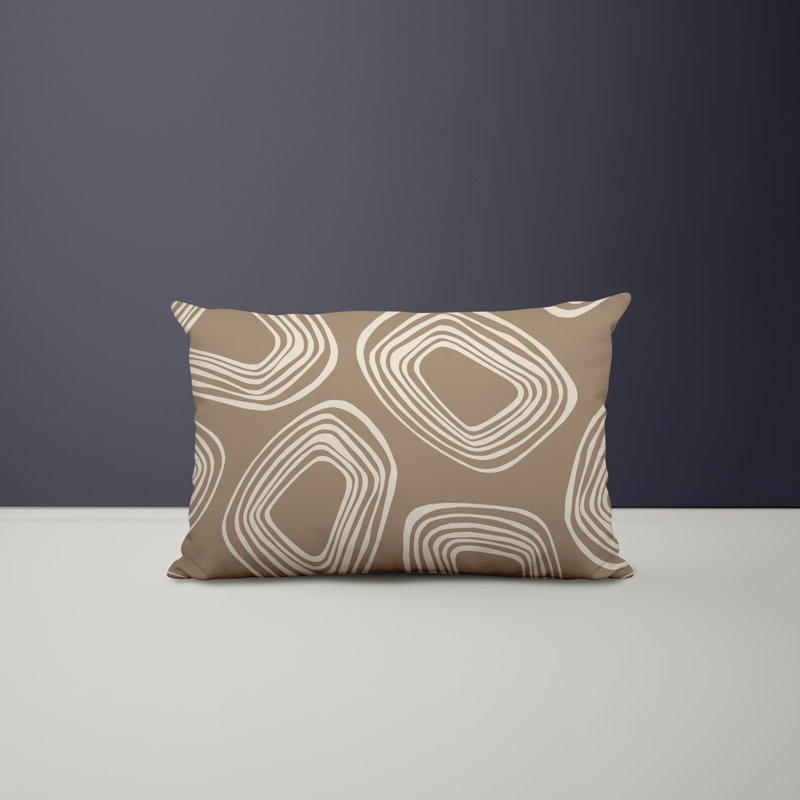 Polyester Lumbar Rectangular Indoor/Outdoor Pillow Cover & Insert, Beige