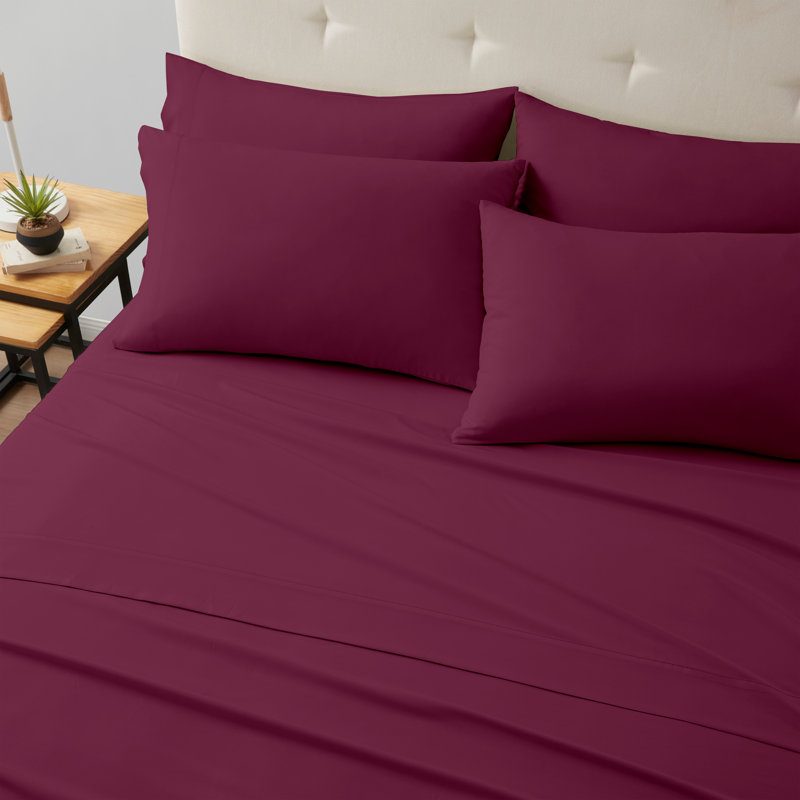 Kathy Ireland Bamboo Cooling 6 Piece Sheet Set with Deep Pockets, Queen sheet set with 6 additional pieces, Raspberry