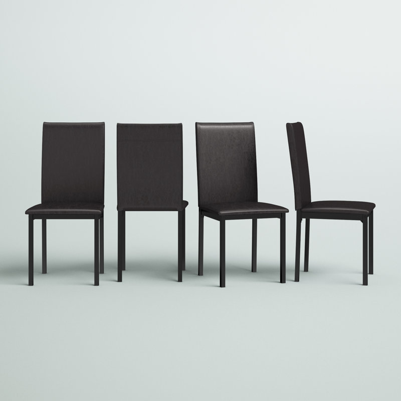 Mizell 18'' H Polyurethane Upholstered Side Chair, Dark Brown, Black