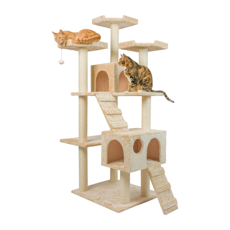 Arbre à chat 74 "en bois véritable classique