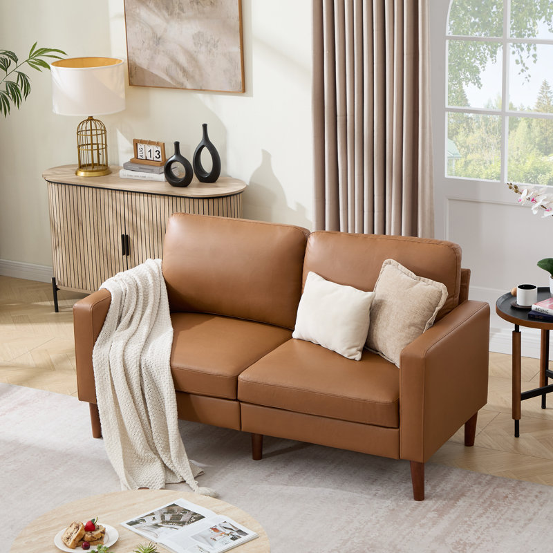  65" Classic Loveseat,  Coffee Faux Leather
