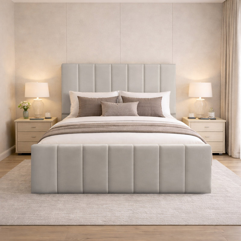 Connell Upholstered Storage Bed Frame, Super King (6'), Silver