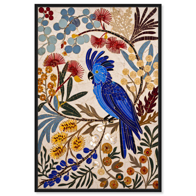 Lapis Cockatoo Floral Art Canvas Print by Art Remedy