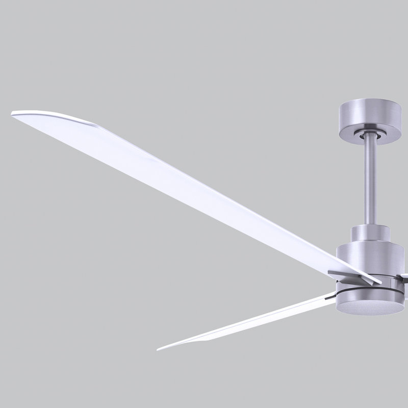 Alessandra Outdoor Downrod Ceiling Fan, Brushed Nickel, Matte White