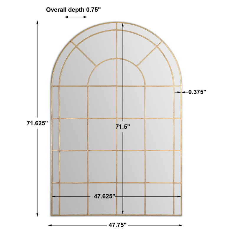 Antiqued Gold Arched Full Length Wall Mirror