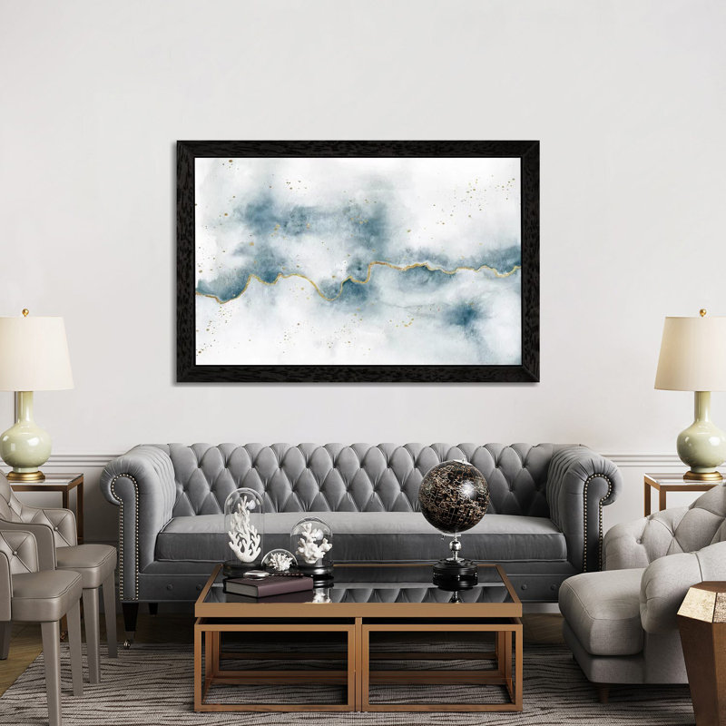 Golden Flow by Laura Marshall - Floater Frame Print on Canvas, 101.6 cm H x 66.04 cm W, Black Framed