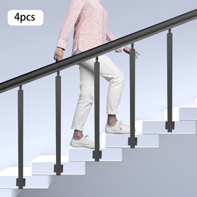 Square Stair Baluster Posts (3.15*3.15*35.43In), Black