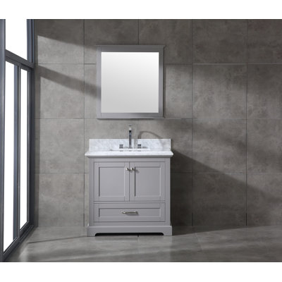 Cregger 36'' Free Standing Single Bathroom Vanity with Marble Top with Mirror -  Red Barrel StudioÂ®, 584510B4B80E42C09820BC88A2FBD58A