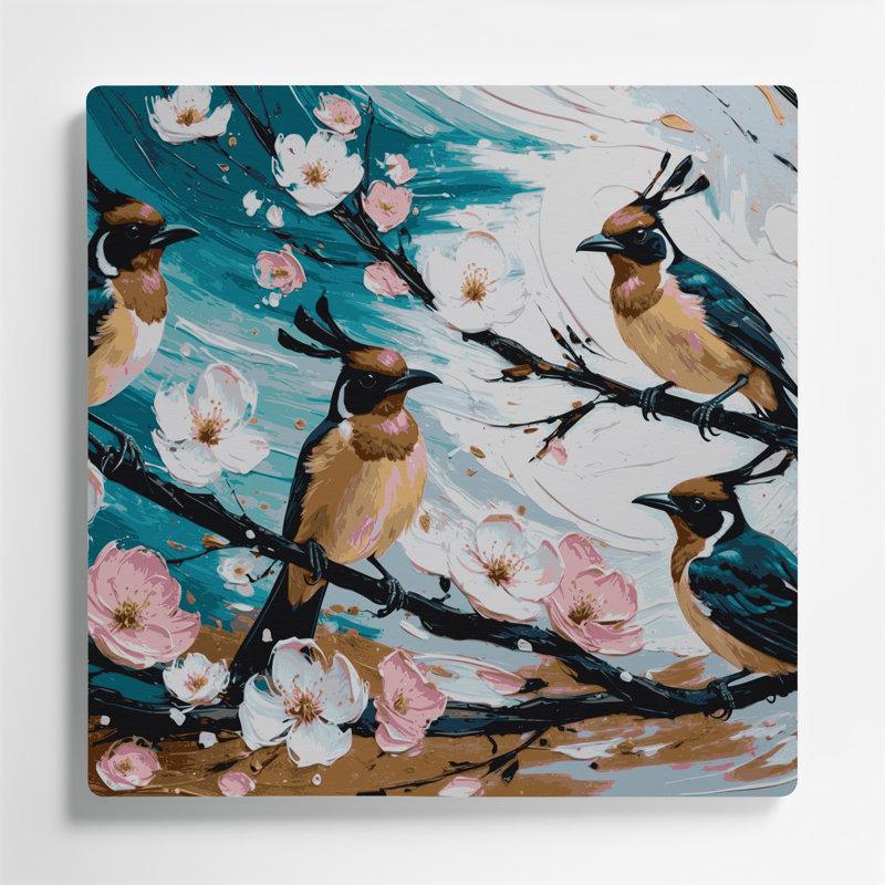 Oiseaux rouges, art mural gris Bulbul, H 144 po x l 144 po x P 0,05 po