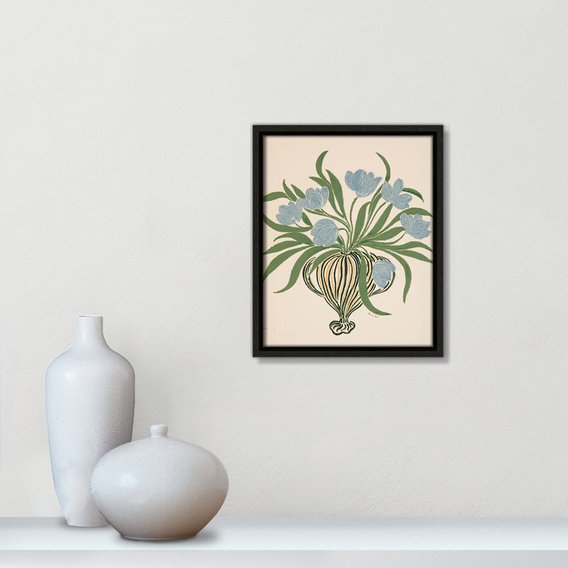 Colette La Poire, reproduction de tulipes bleues par Camilla Bergqvist, H 11,5 po x l 9,5 po, Espresso