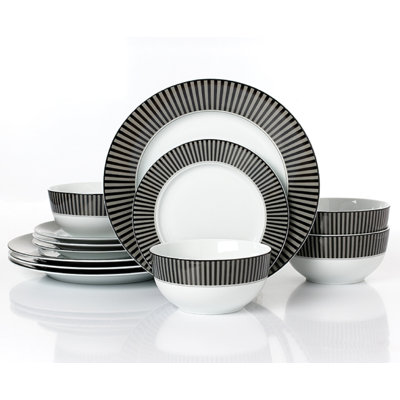 12pc Belmont Stripe DESIGN Dinner Set