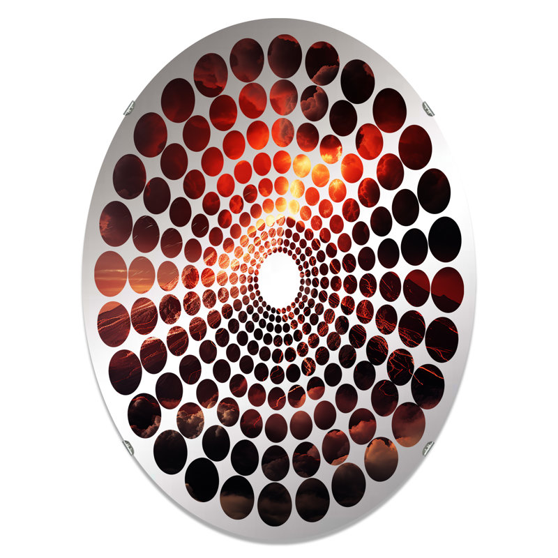 Volcano Volcanic Explosion VI - Miroir décoratif à pois radiaux | Ovale, 35,4 po x 23,6 po