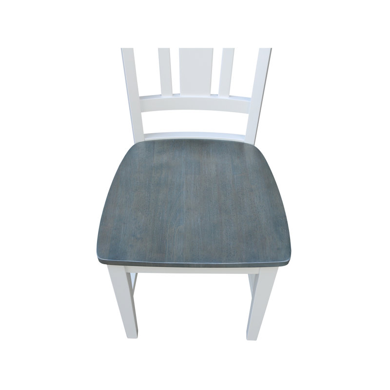 Evalyn Solid Wood Side Chair, White/Heather Gray
