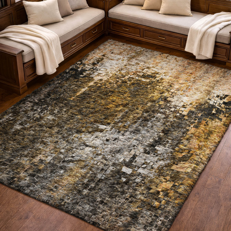 Tapis à poils longs de qualité supérieure lavable à la machine Dream, Brown, 9' x 12'