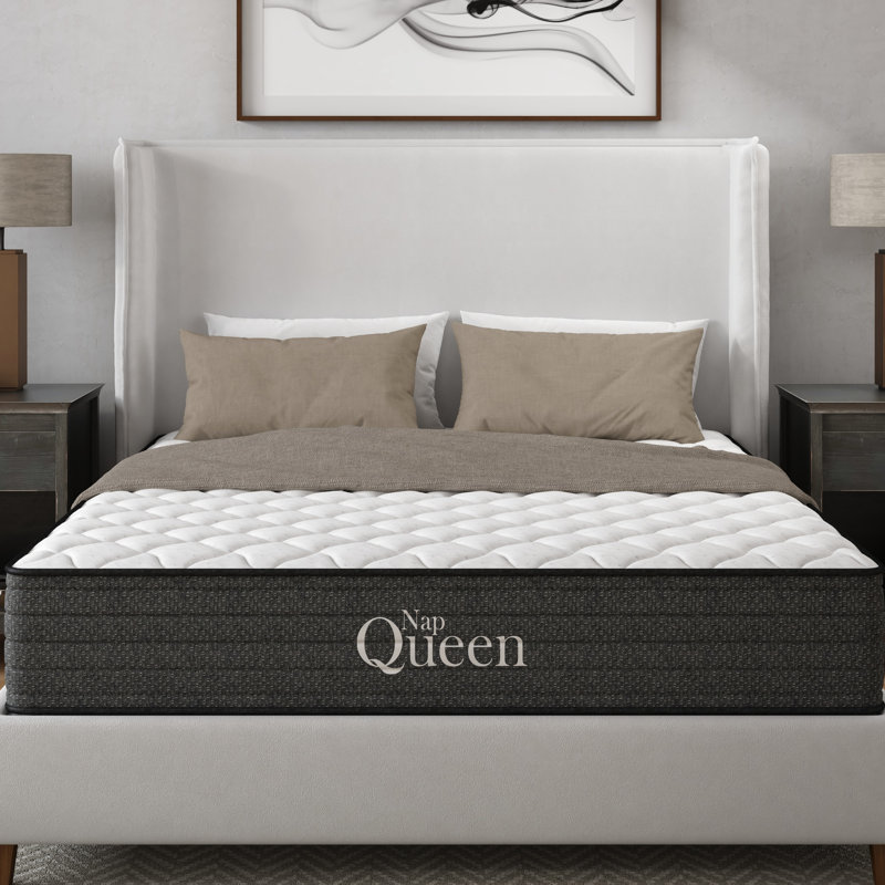 Matelas simple à gel rafraîchissant 10 pouces, pour soulagement et faible transfert de mouvement, compatible avec une base réglable - matelas à ressorts en mousse gris et blanc