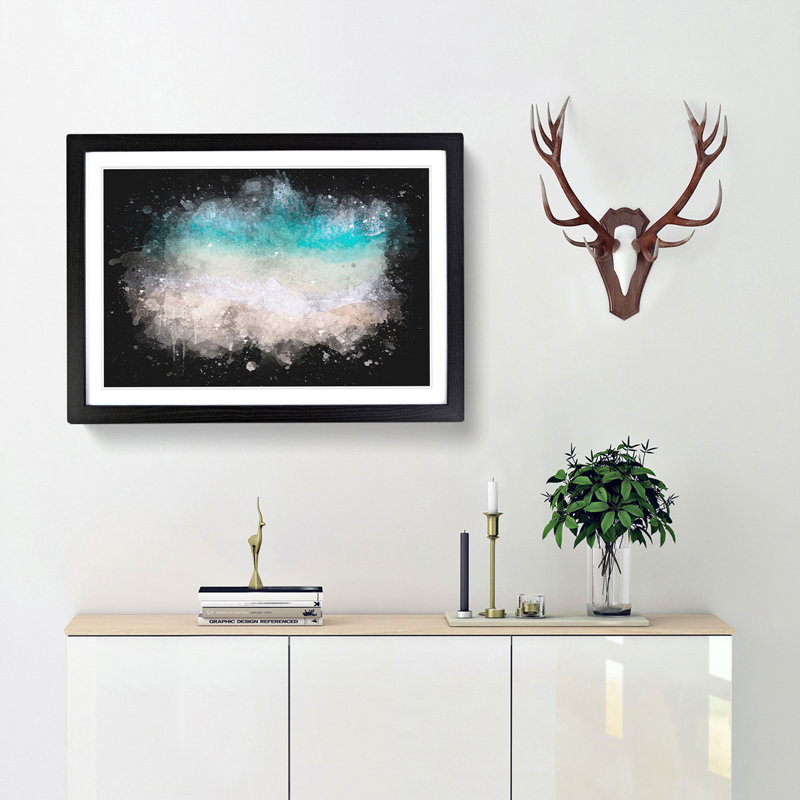 Birds View Of Bondi Beach Australia Paint Splash - Framed Print, 24cm H x 33cm W x 2cm D, Black Framed