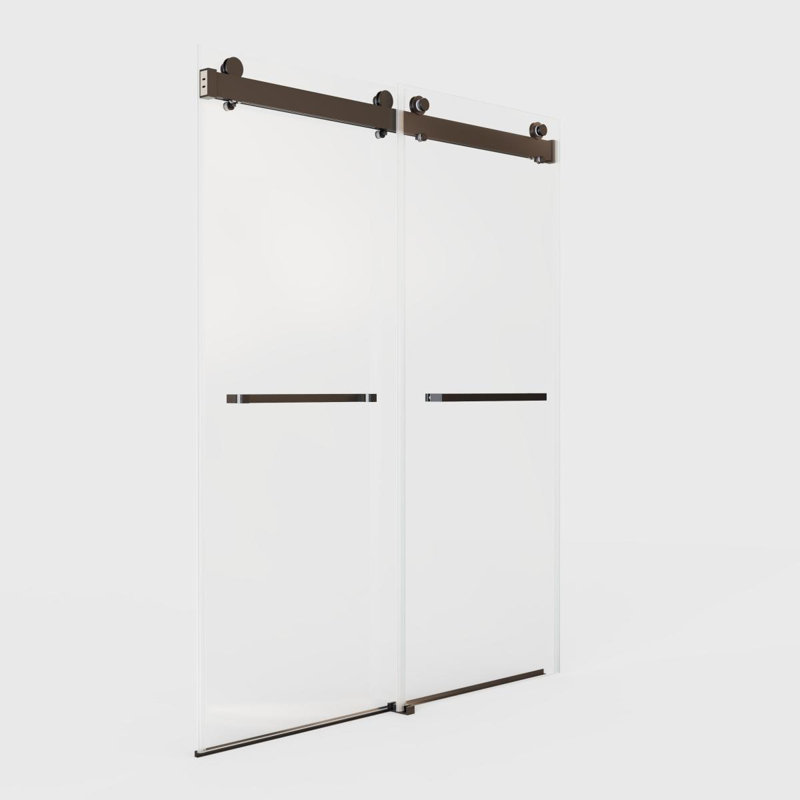 6872 Inches *76 Inches  Frameless Double Sliding Softclose Shower Door, 3/8 Inches (10Mm) Thick SGCC Tempered Glass Door,  Matte Black