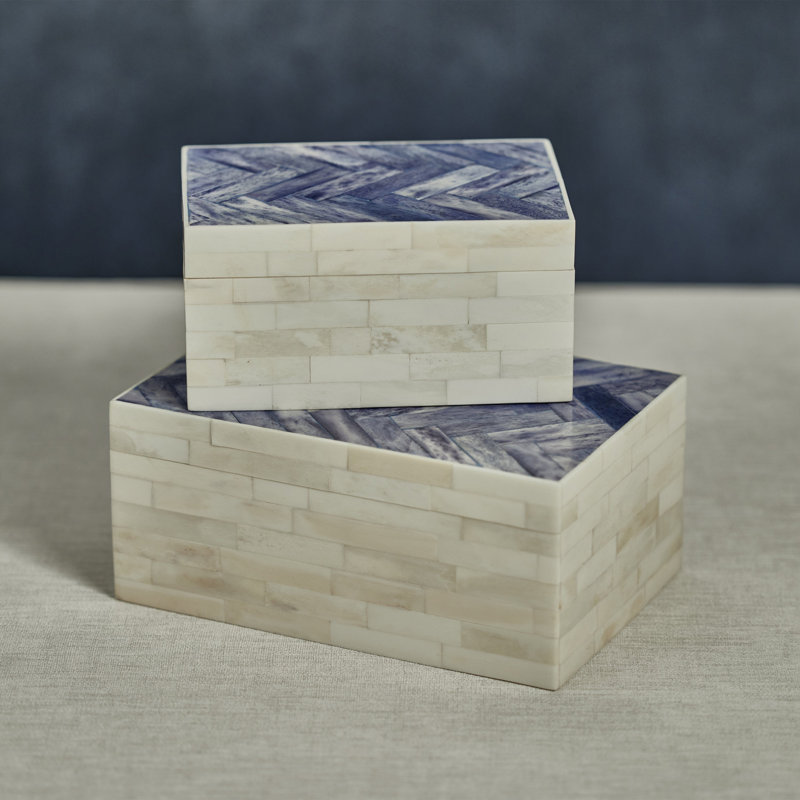 Handmade Bone Decorative Box, 3" H x 7" W x 5" D