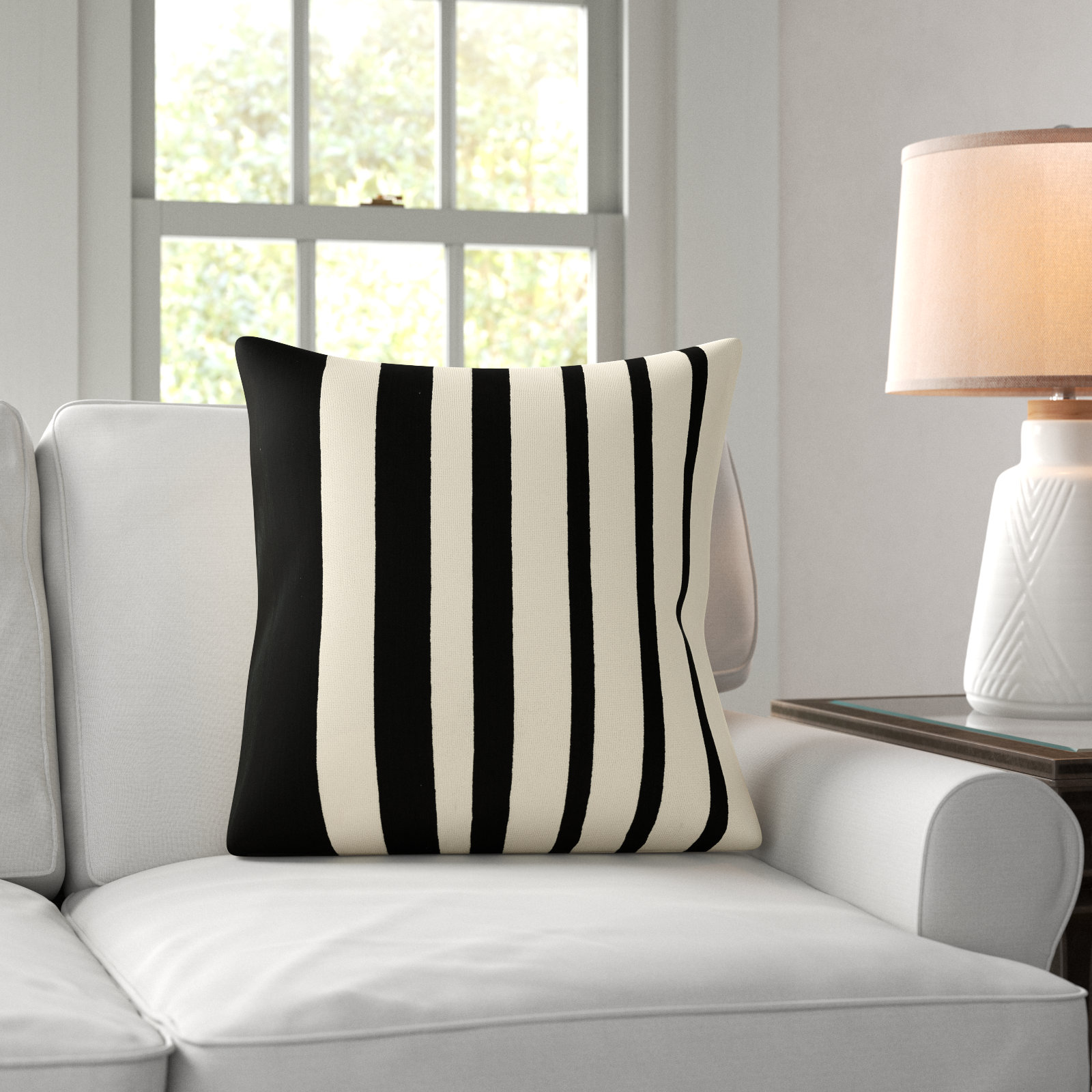Karka Embroidered Throw Pillow, Black/Natural