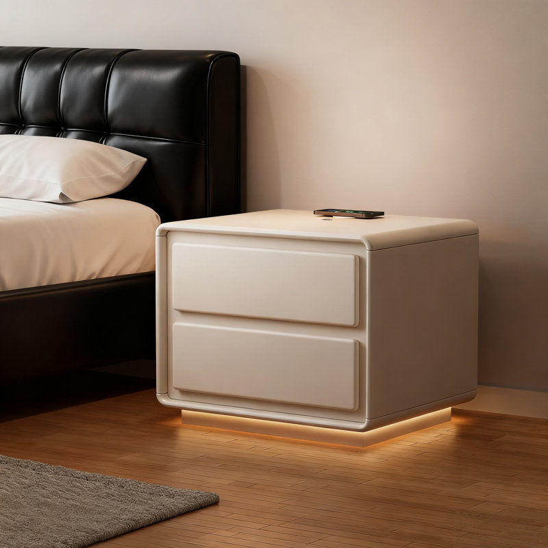 Modern 2-Drawer Smart Nightstand With LED