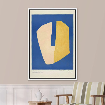 «Signature», reproduction d'art sur toile encadrée, Sergé Poliakoff, blocs bleus jaunes, formes abstraites, illustrations, beaux-arts décoratifs minimalistes, détente / calme pour le salon, la chambre à coucher, le bureau